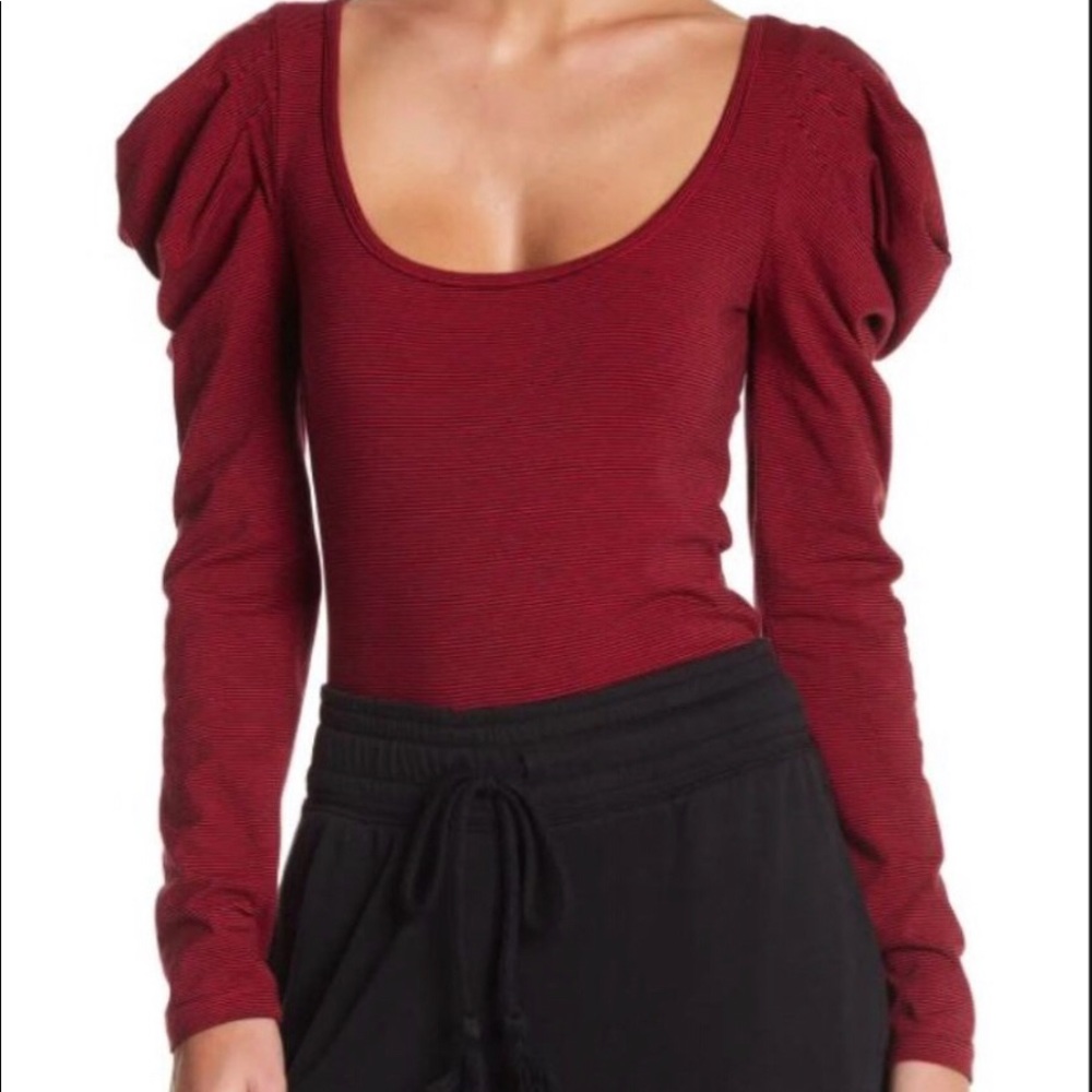 Free People Penelope Puff Sleeve Striped Tee